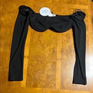 Princess Polly Black Ribbed Crop Top